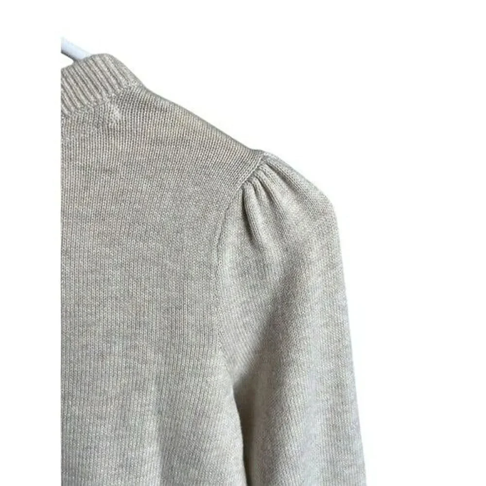 Gap Kids Beige Puff Sleeve Crewneck Sweater M (8) Cotton Blend Casual Girls Top